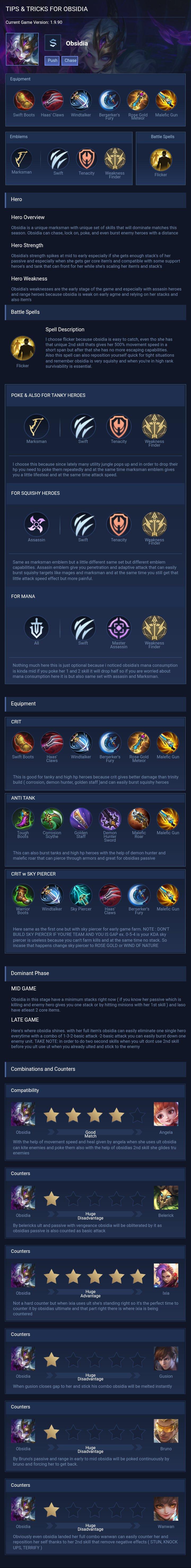 TIPS & TRICKS FOR OBSIDIA