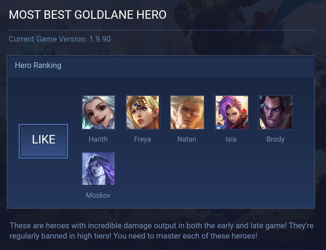 MOST BEST GOLDLANE HERO