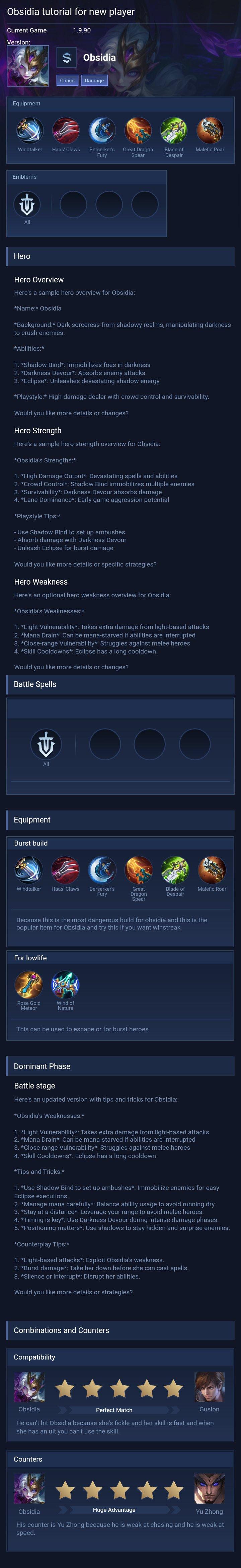 Obsidia tutorial for new player