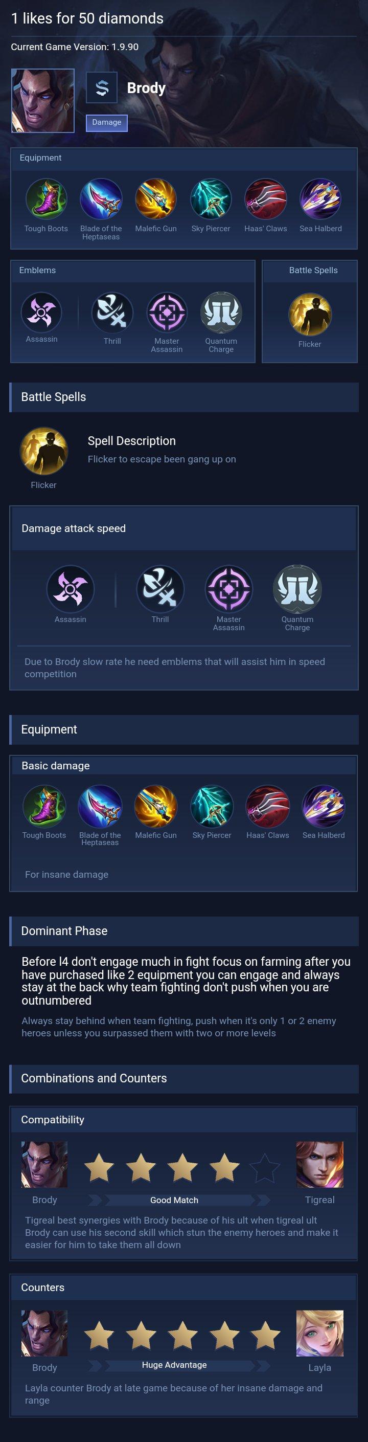 1 likes for 50 diamonds