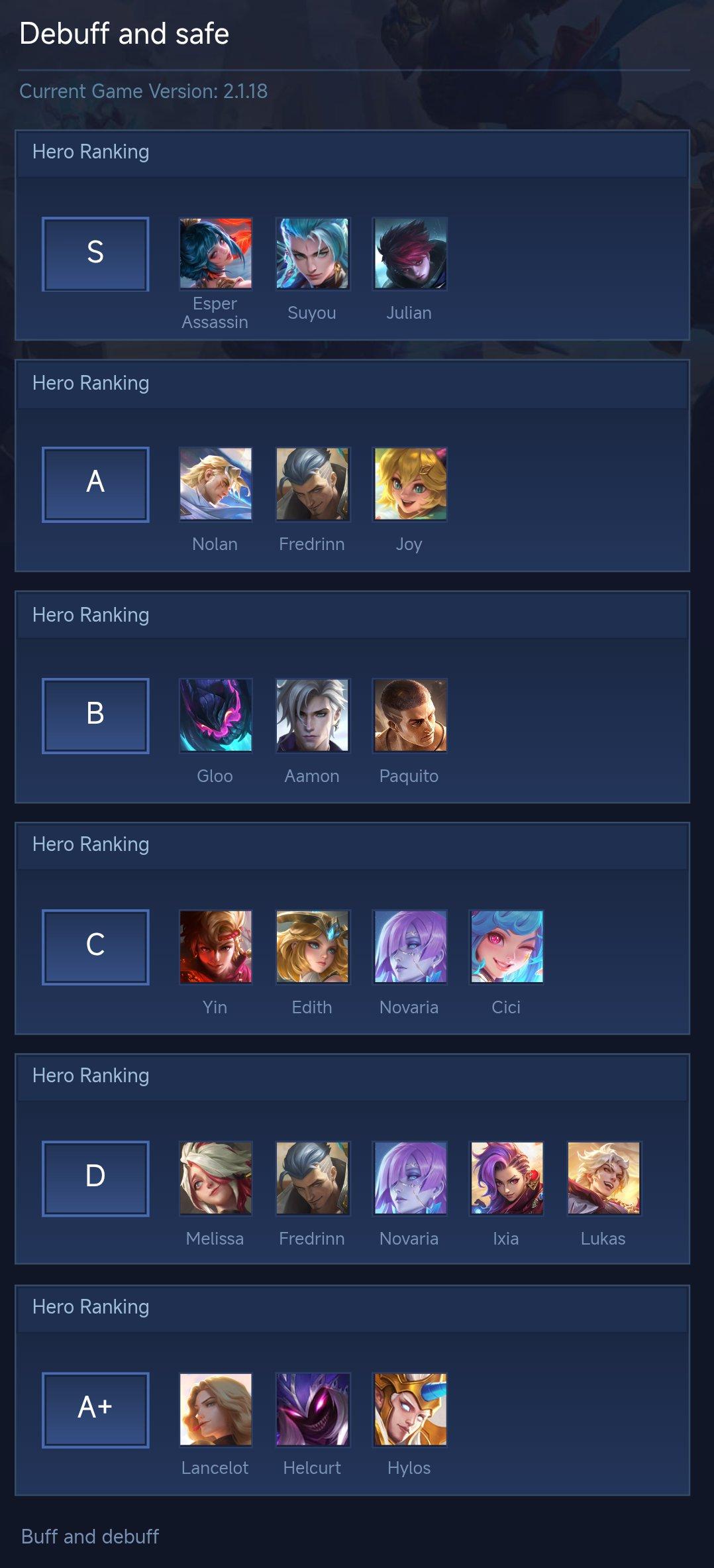 Debuff and safe