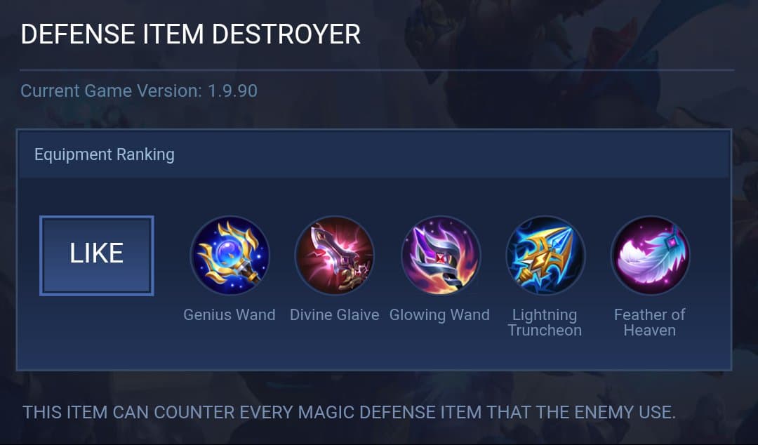 DEFENSE ITEM DESTROYER