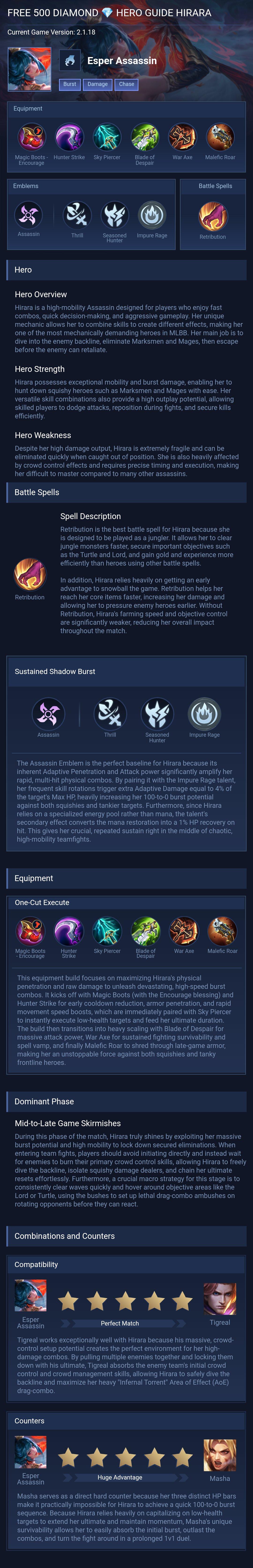 FREE 500 DIAMOND 💎 HERO GUIDE HIRARA