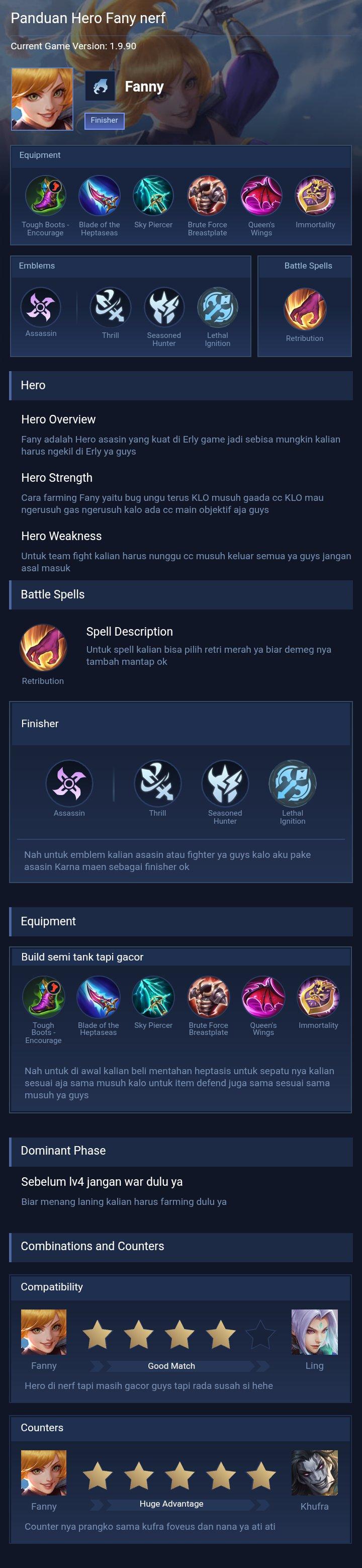 Panduan Hero Fany nerf