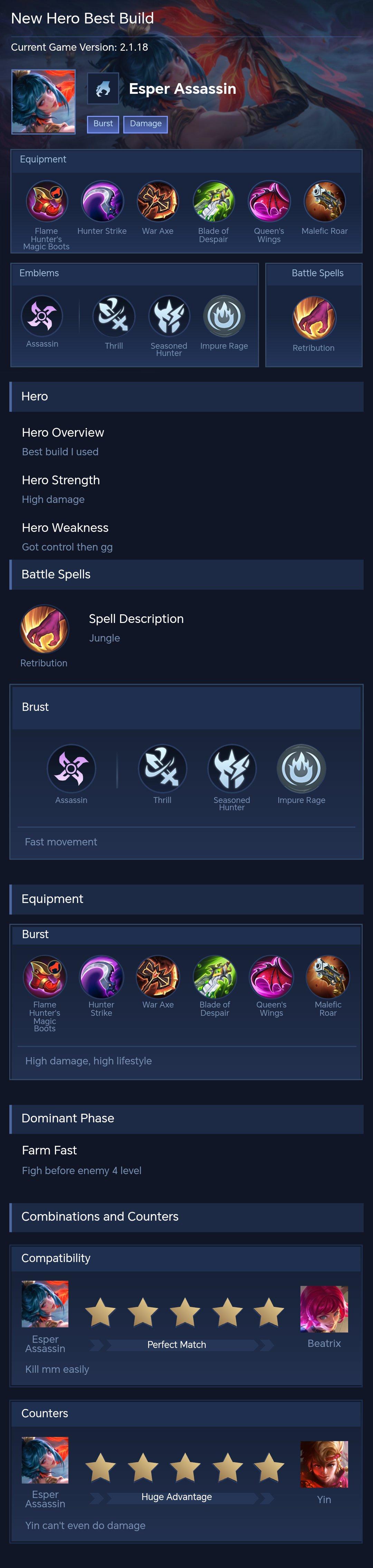 New Hero Best Build
