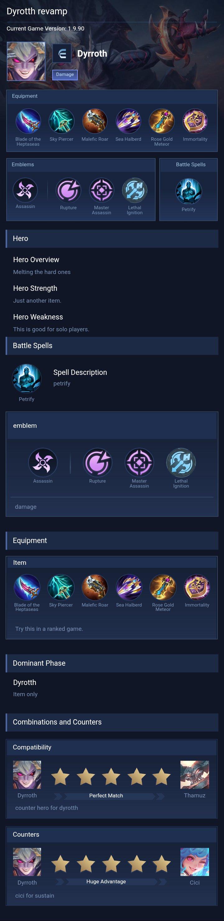 Dyrotth revamp
