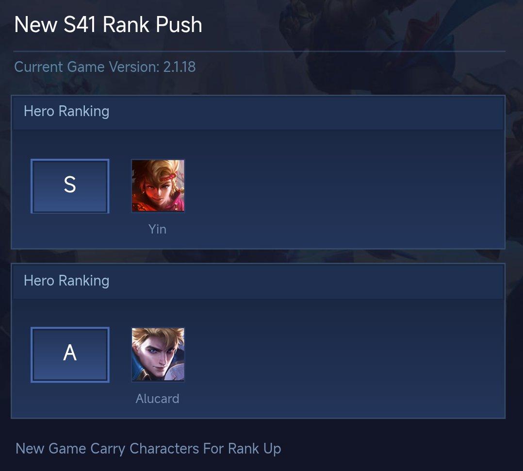 New S41 Rank Push