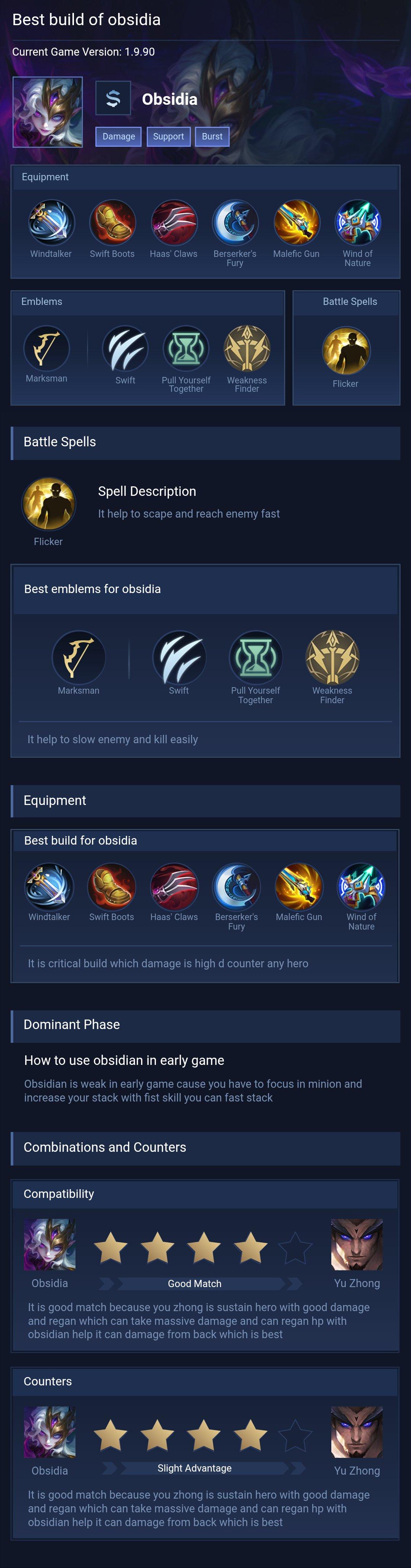 Best build of obsidia