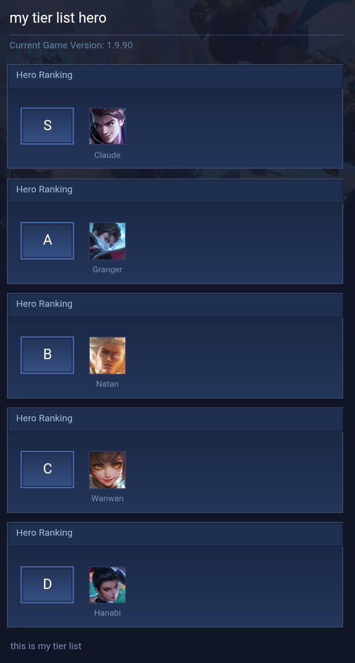 my tier list hero