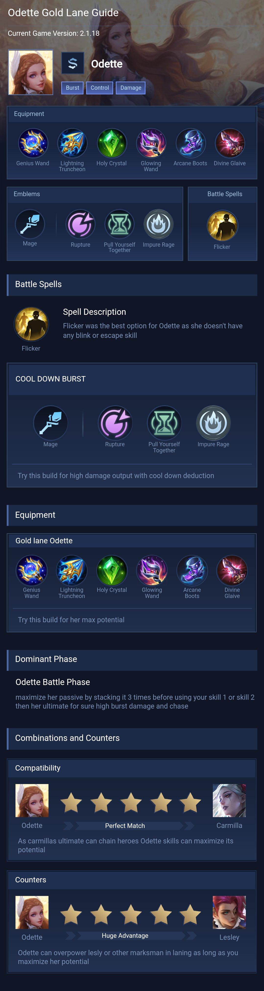 Odette  Gold Lane Guide