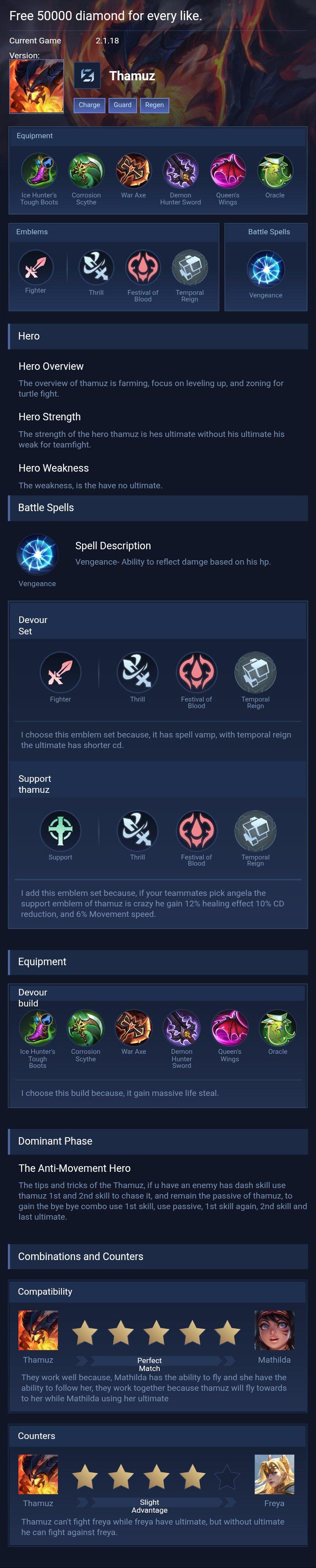 Free 50000 diamond for every like.