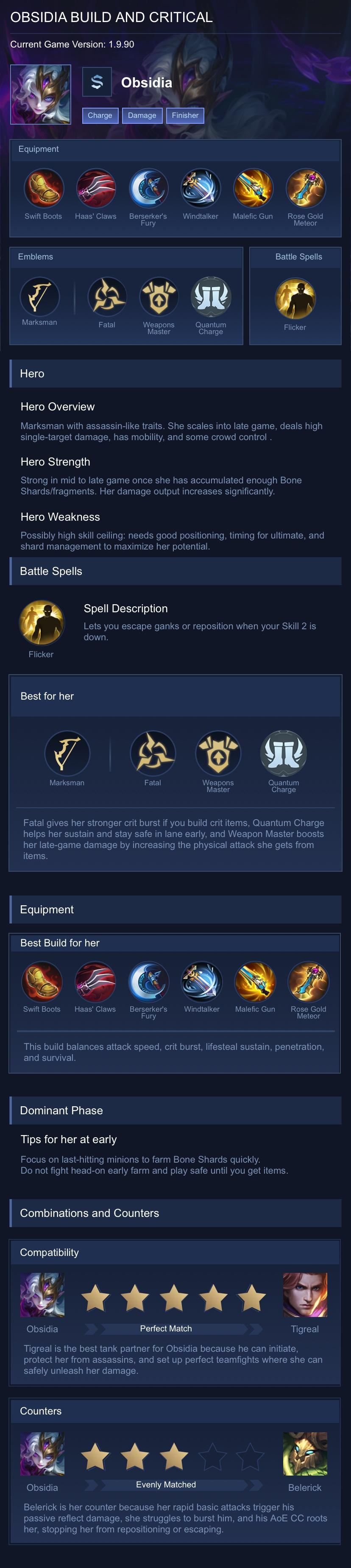 OBSIDIA  BUILD AND CRITICAL