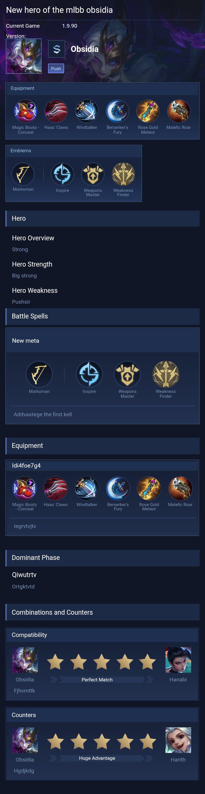 New  hero of the mlbb obsidia