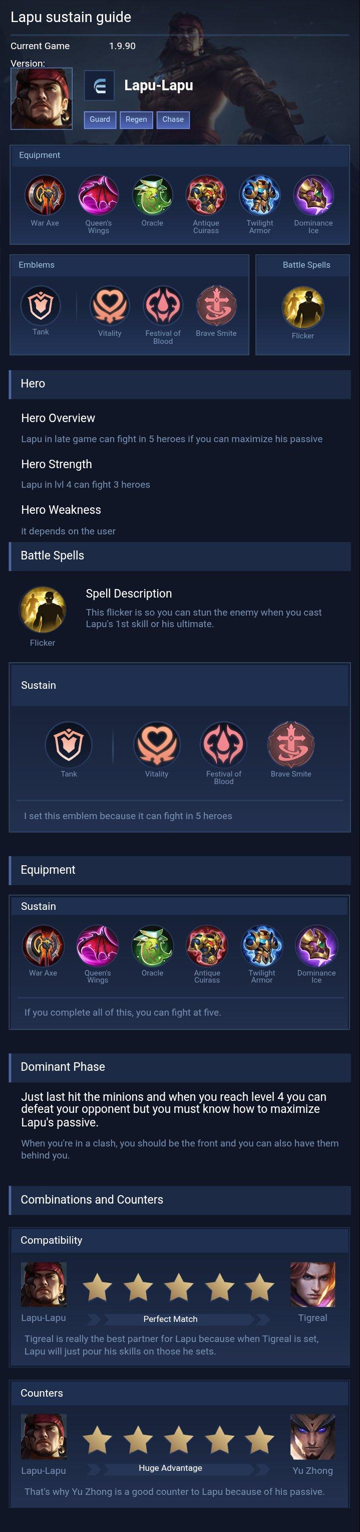 Lapu sustain guide
