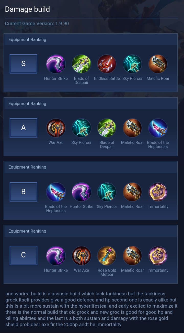 Damage build