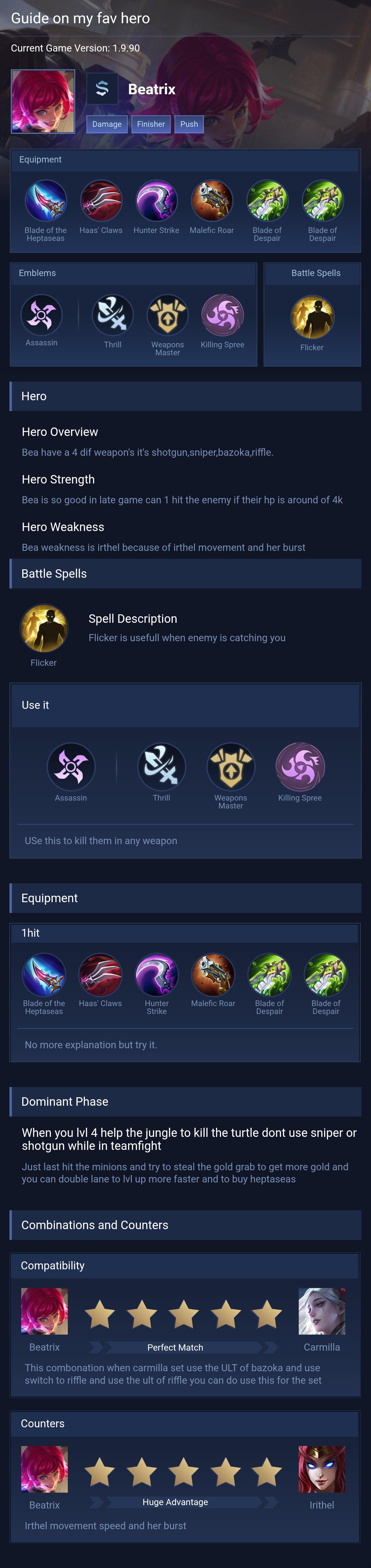 Guide on my fav hero