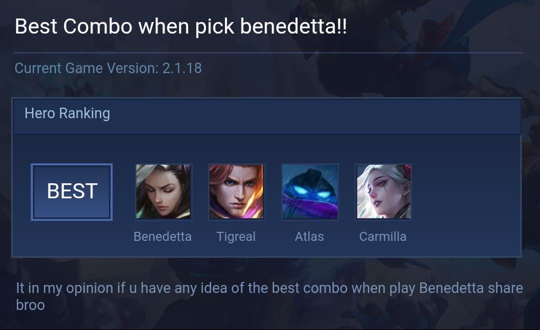 Best Combo when pick benedetta!!