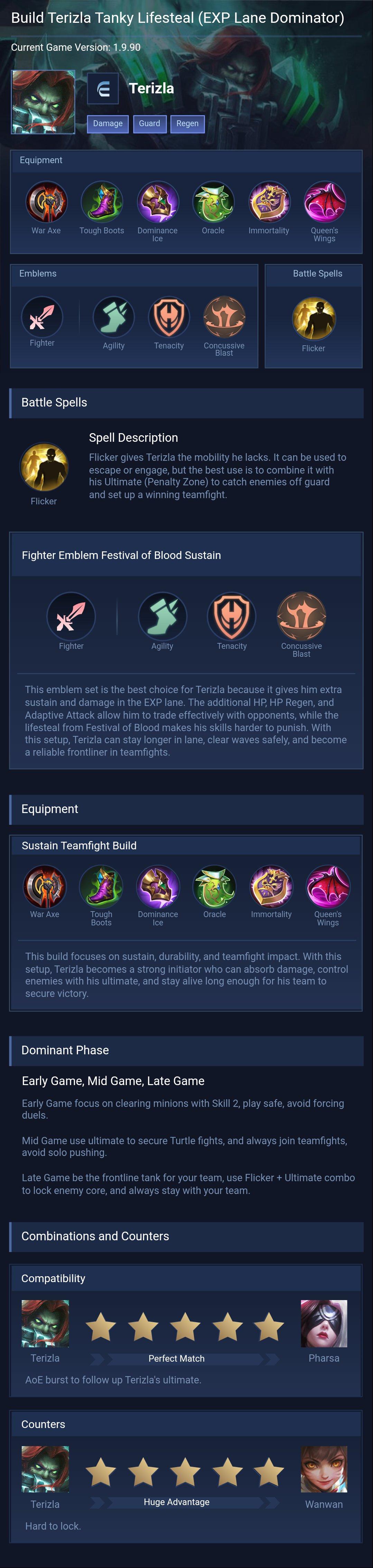 Build Terizla Tanky Lifesteal (EXP Lane Dominator)