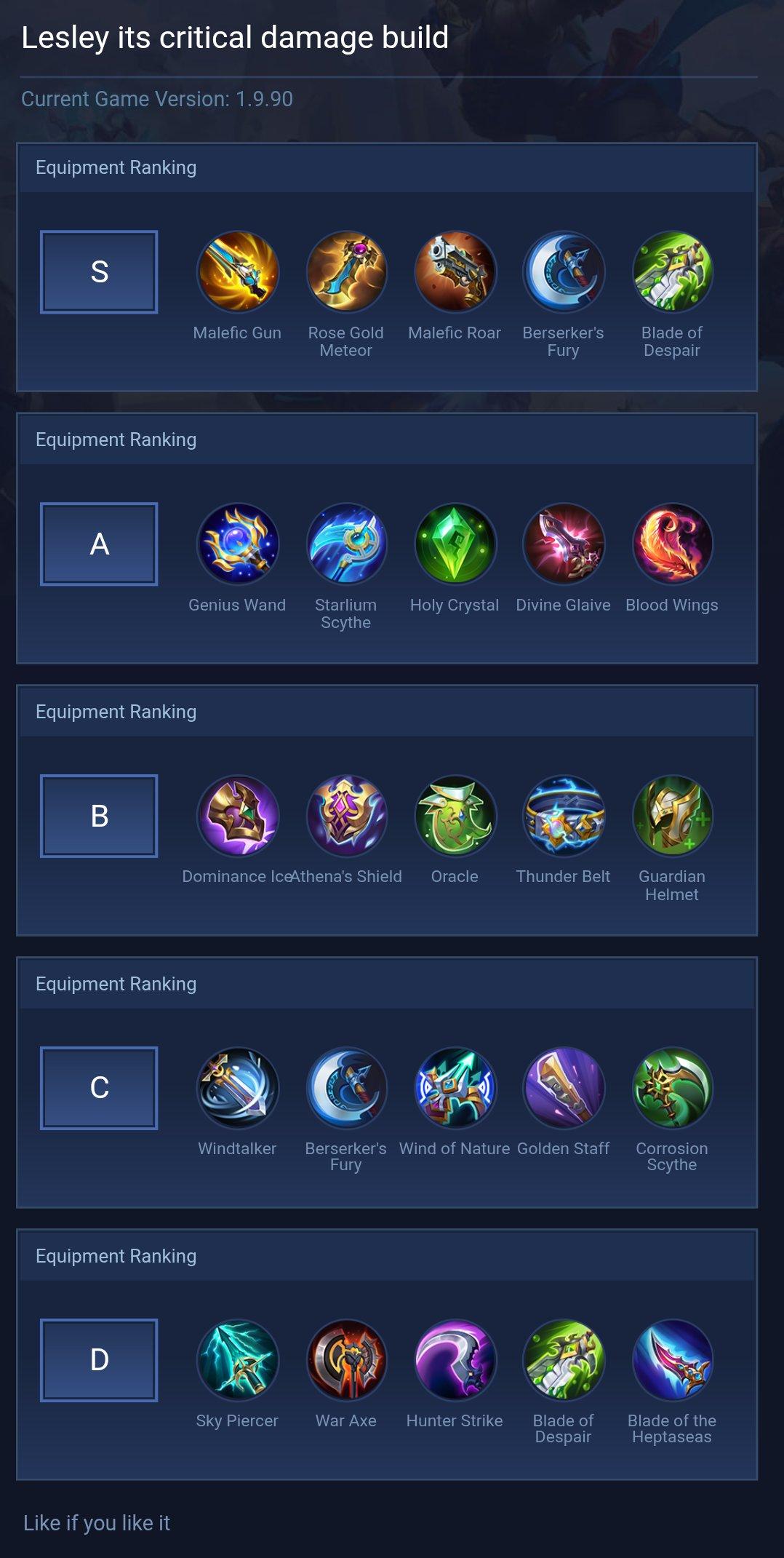Lesley its critical damage build