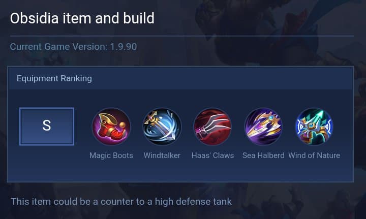 Obsidia item and build