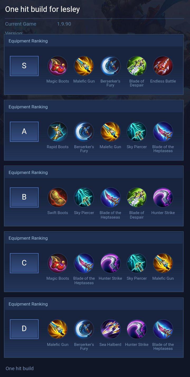 One hit build for lesley