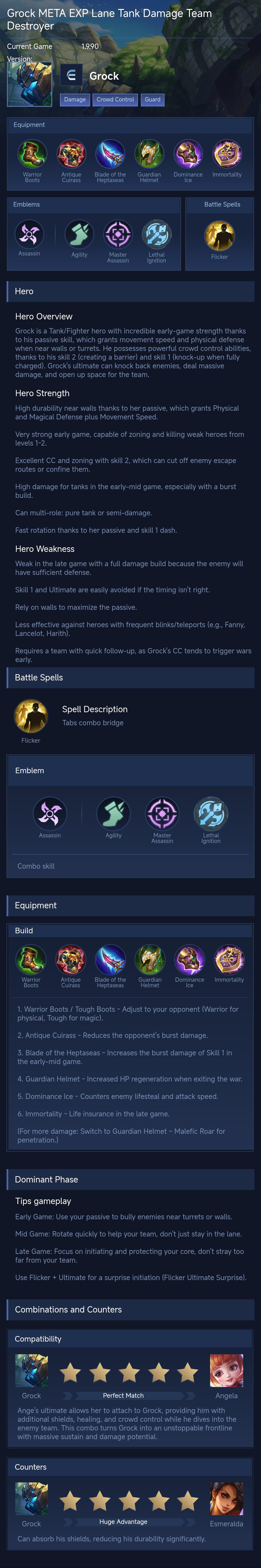 Grock META EXP Lane Tank Damage Team Destroyer