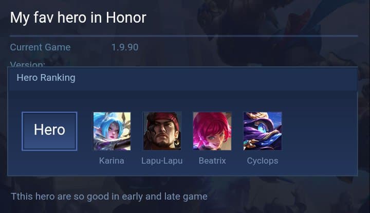 My fav hero in Honor