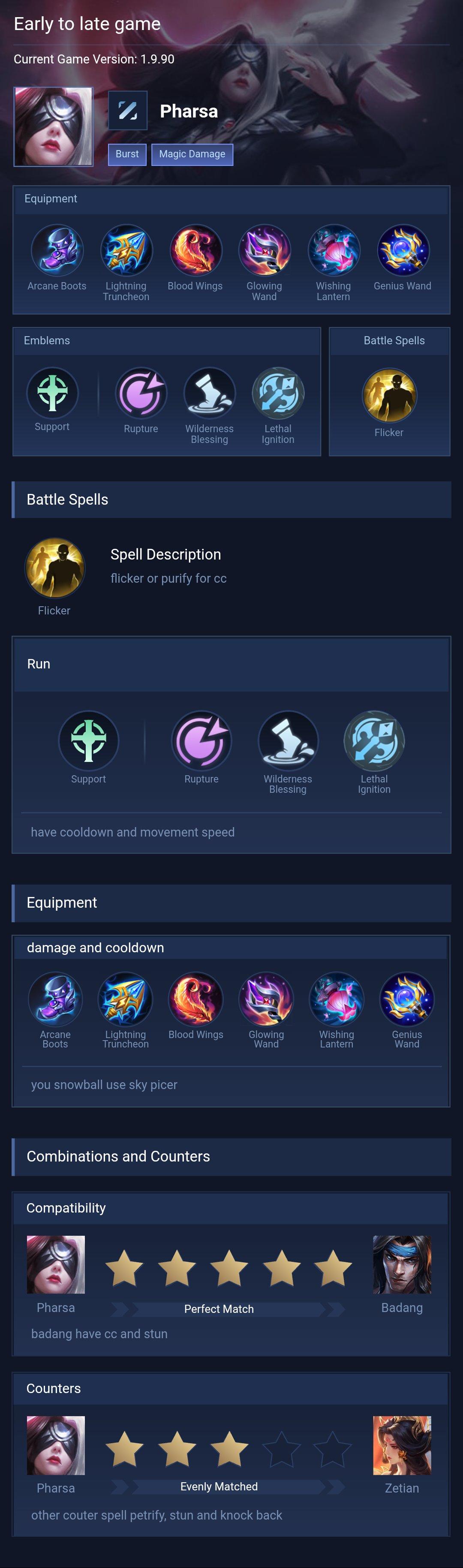 Early to late game