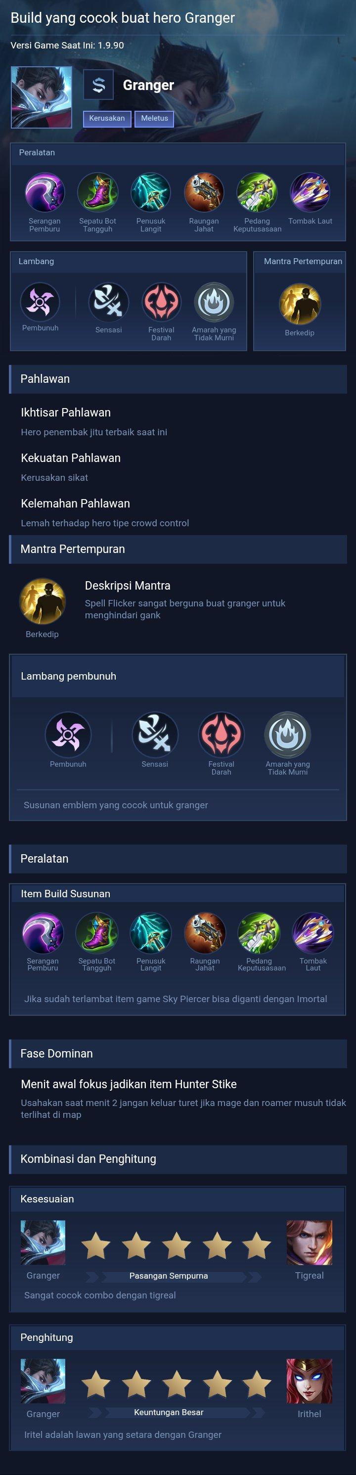 Build yang cocok buat hero Granger