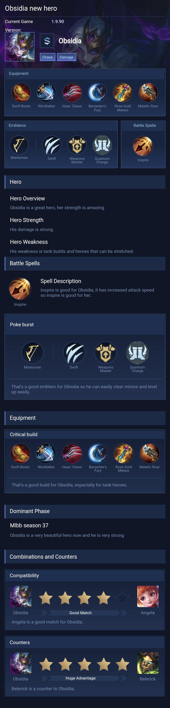 Obsidia new hero