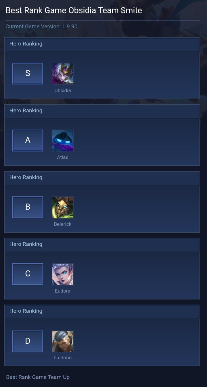 Best Rank Game Obsidia Team Smite