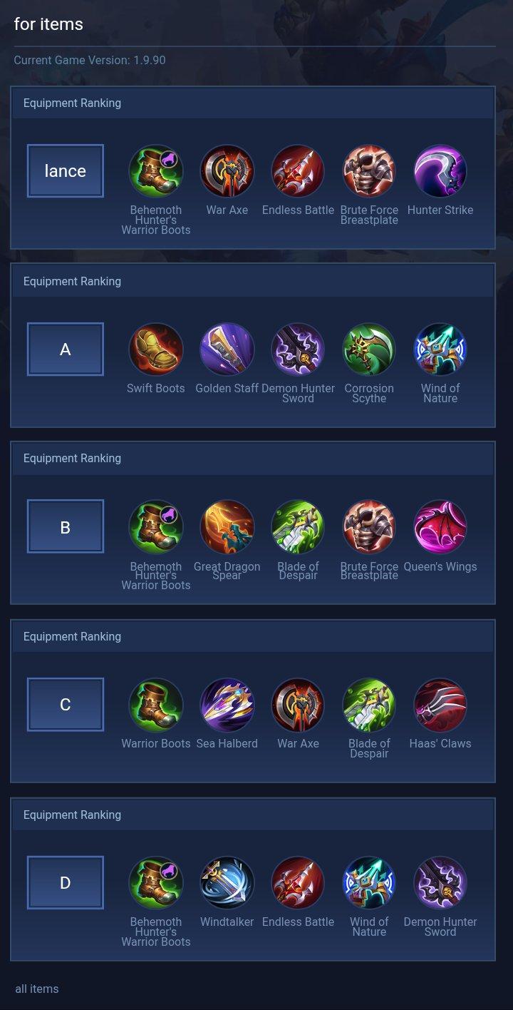 for items