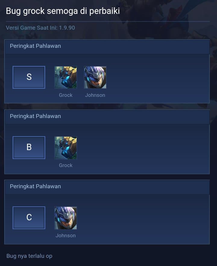 Bug grock semoga di perbaiki