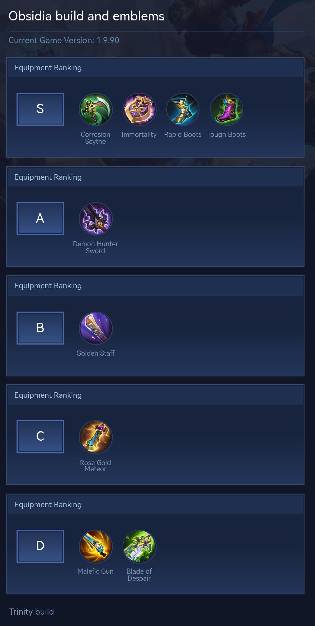 Obsidia build and emblems