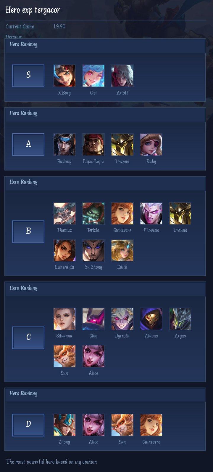 Hero exp tergacor