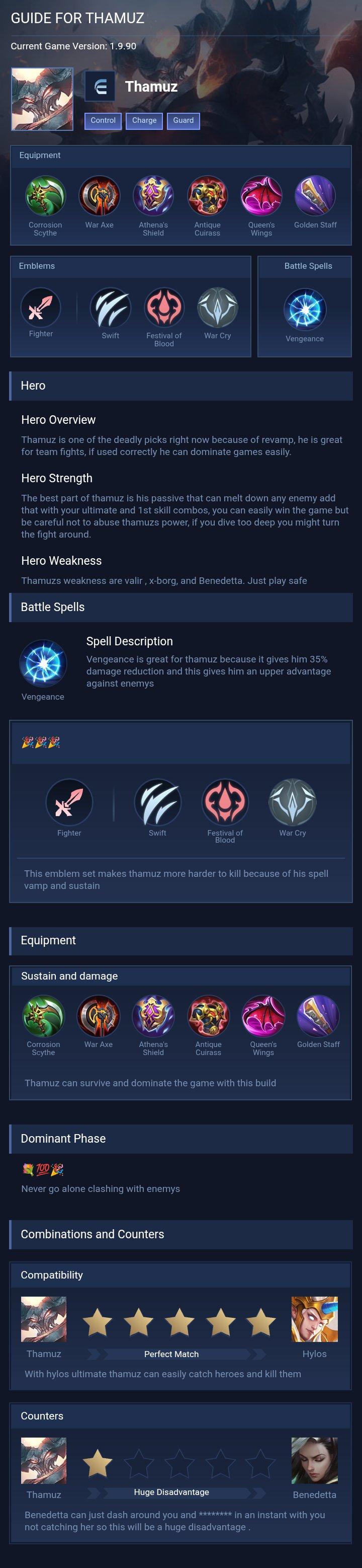 GUIDE FOR THAMUZ