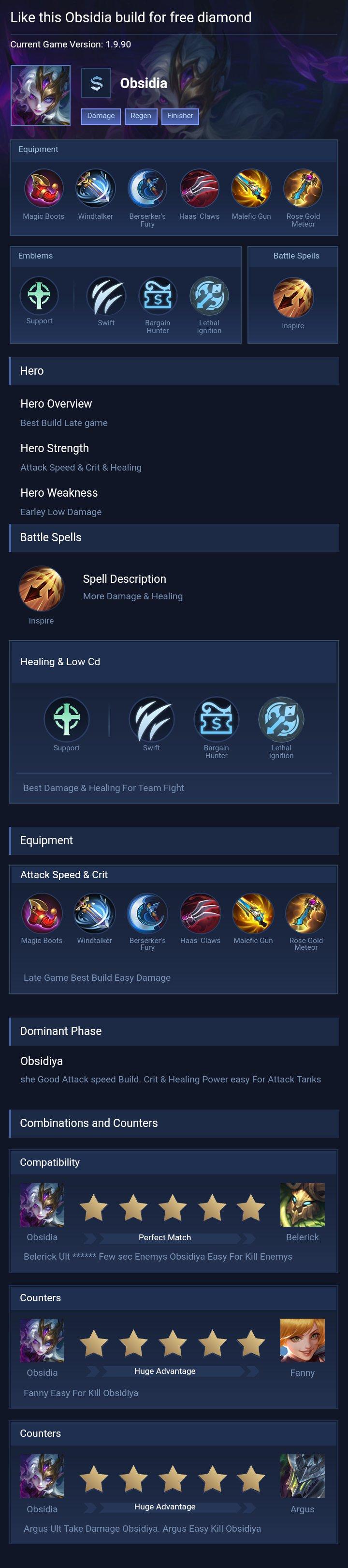 Like this Obsidia build for free diamond