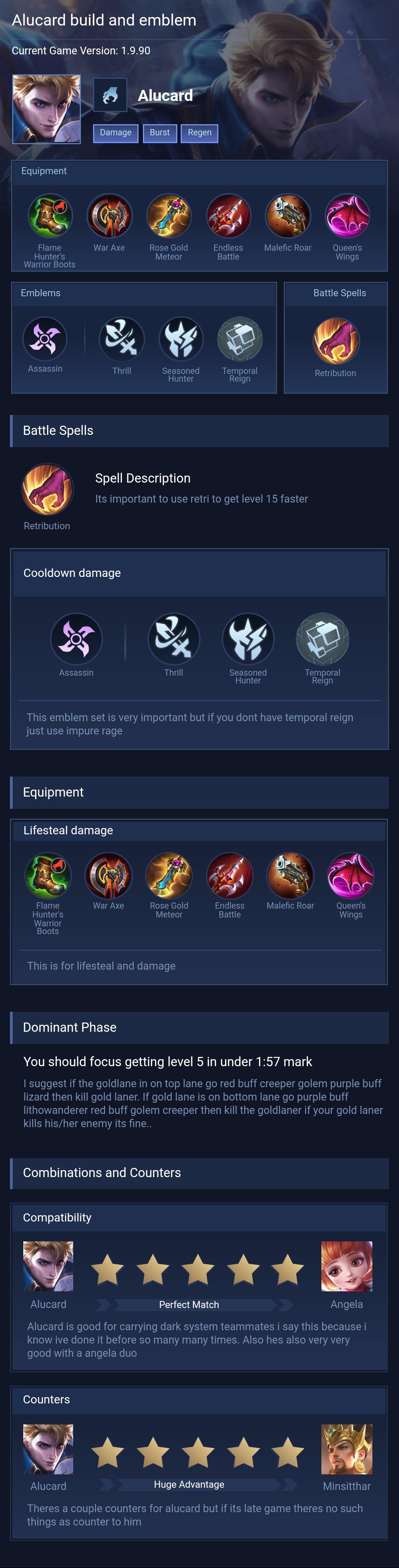 Alucard build and emblem